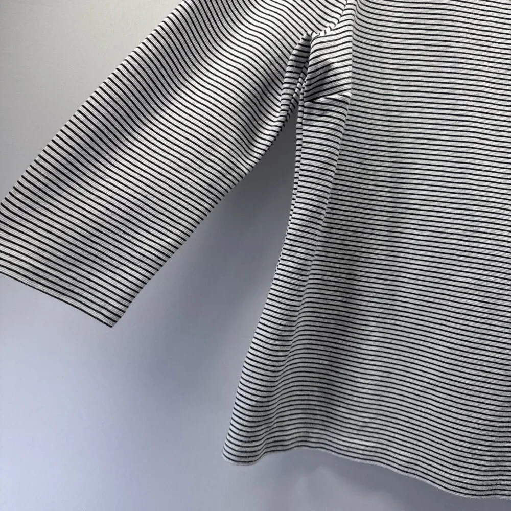 Talbots Women's Top Size Large Black White Stripe Pullover Thick Knit 3/4 Sleeve - Picture 4 of 8